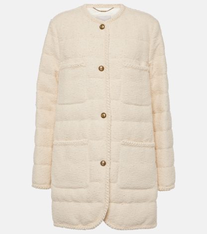 fashion luxury Moncler Epafo bouclé down jacket in white