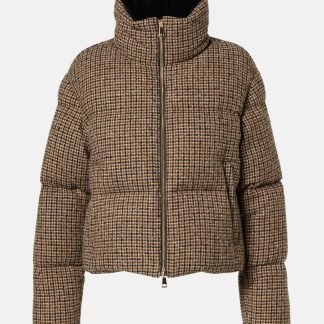 fashion luxury Moncler Seboune cropped bouclé down jacket in brown