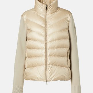 high quality designer Moncler Down-paneled wool cardigan in beige