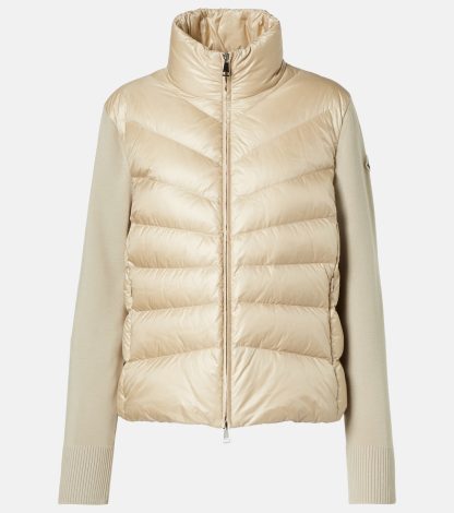 high quality designer Moncler Down-paneled wool cardigan in beige