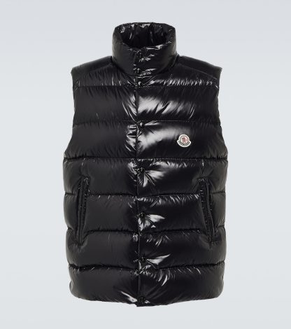 high quality designer Moncler Tibb logo down vest in black