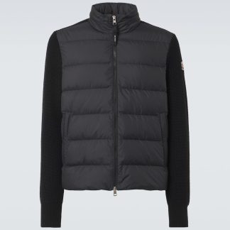 high quality designer Moncler Wool-trimmed jackets in black