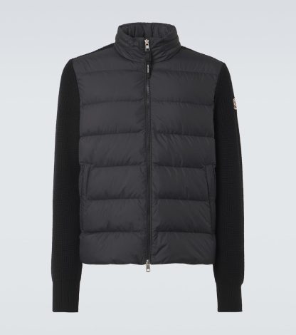 high quality designer Moncler Wool-trimmed jackets in black