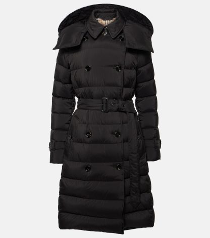 high quality luxury Burberry Belted down coat in black