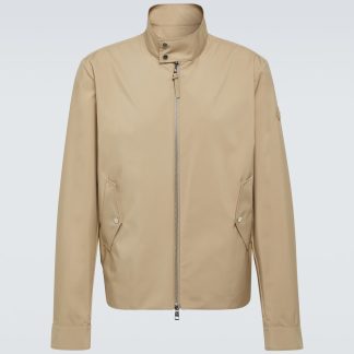 high quality luxury Moncler Chaberton leather-trimmed jacket in beige