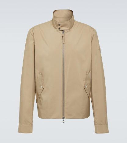 high quality luxury Moncler Chaberton leather-trimmed jacket in beige