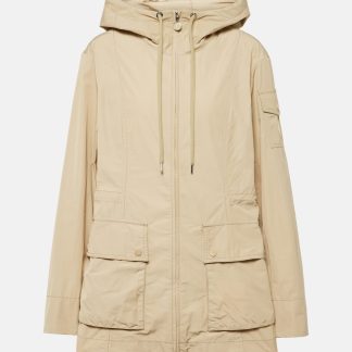 high quality luxury Moncler Leandro technical poplin parka in beige