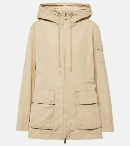 high quality luxury Moncler Leandro technical poplin parka in beige