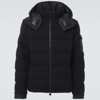 replica designer Moncler Lagdei paneled wool-blend down jacket in blue