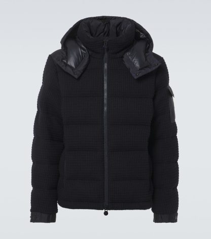 replica designer Moncler Lagdei paneled wool-blend down jacket in blue