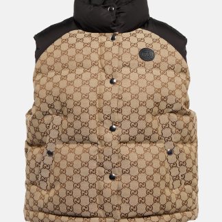 replica luxury Gucci GG cotton canvas down vest in beige