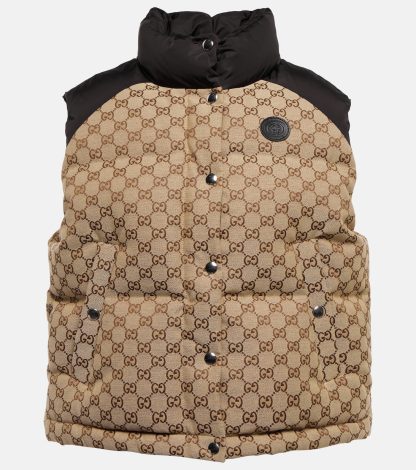 replica luxury Gucci GG cotton canvas down vest in beige