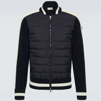 replica luxury Moncler Down-paneled cotton jacket in blue