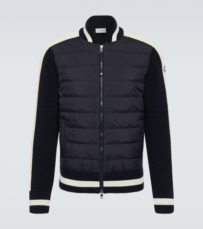 replica luxury Moncler Down-paneled cotton jacket in blue