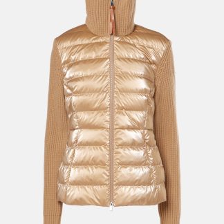 replica luxury Moncler Down-paneled wool jacket in beige