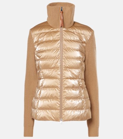 replica luxury Moncler Down-paneled wool jacket in beige