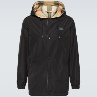 wholesale designer Burberry Checked raincoat in black