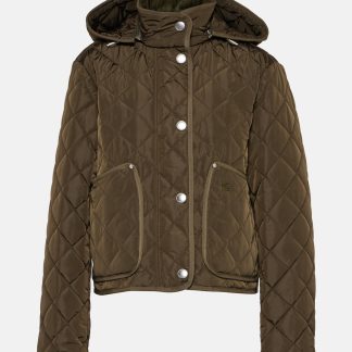 wholesale designer Burberry Quilted cropped jacket in green