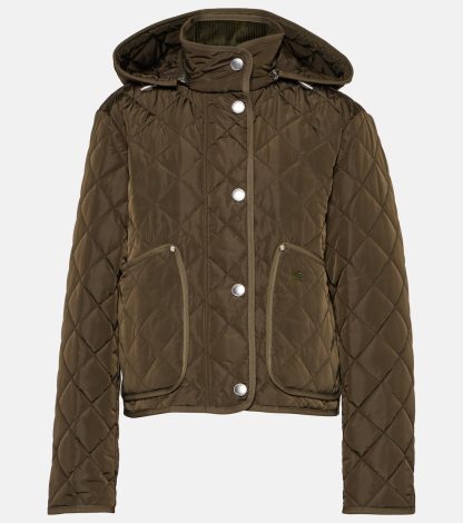 wholesale designer Burberry Quilted cropped jacket in green