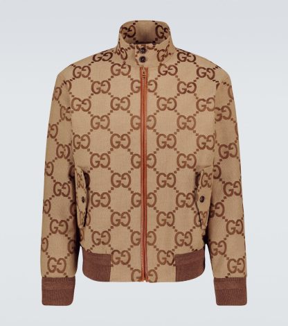 wholesale designer Gucci Jumbo GG canvas jacket in brown