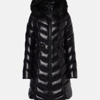 wholesale designer Moncler Fulmarus shearling-trimmed down coat in black