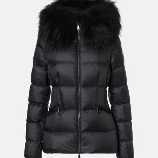 wholesale luxury Moncler Boed shearling-trimmed down jacket in black