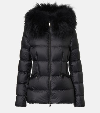 wholesale luxury Moncler Boed shearling-trimmed down jacket in black