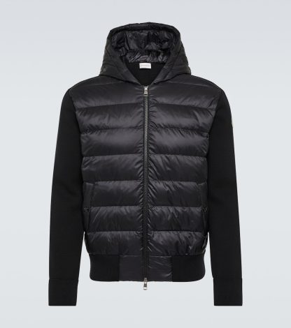 wholesale luxury Moncler Striped padded hoodie in black